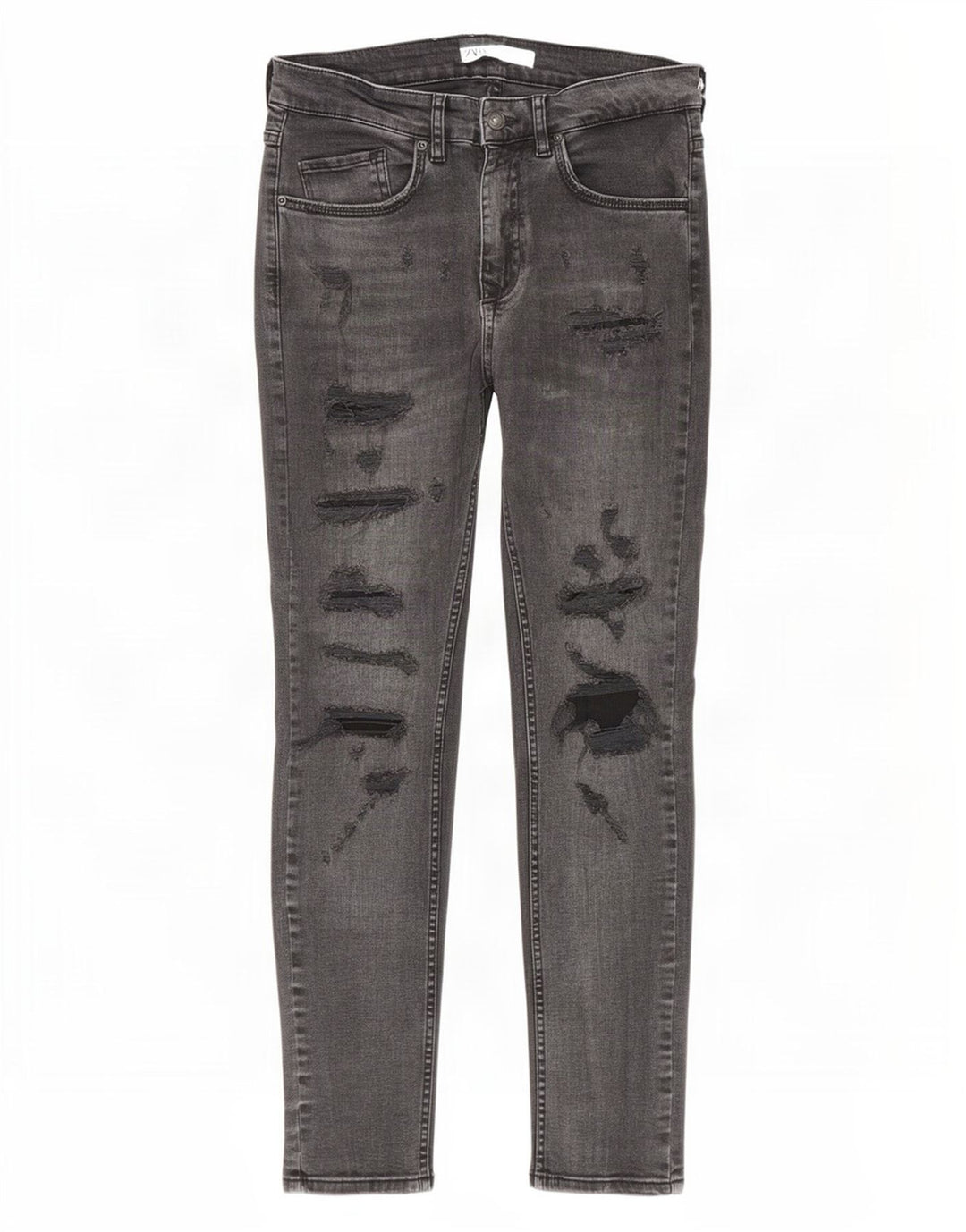 Zara Herren Distressed Skinny Jeans EU 40 Medium W31 L29 Graue Baumwolle