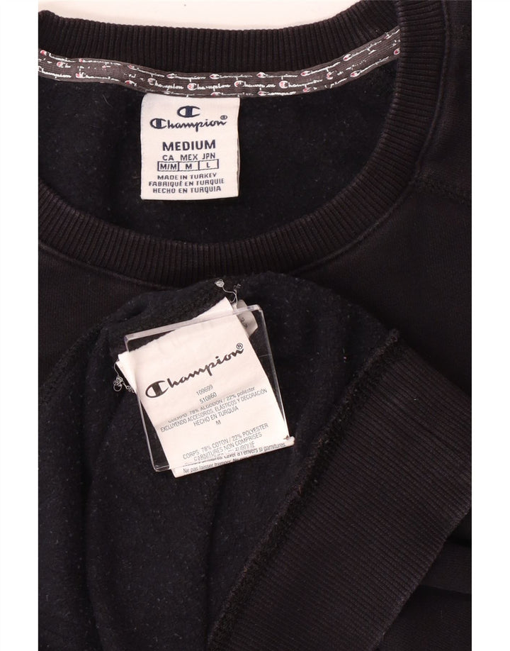 CHAMPION Damen Grafik-Sweatshirt-Pullover UK 14 Mittelschwarze Baumwolle