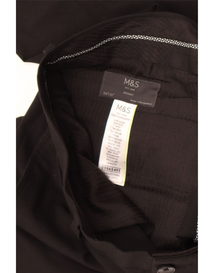 Marks & Spencer Herren Skinny Anzughose W34 L31 Schwarz Polyester