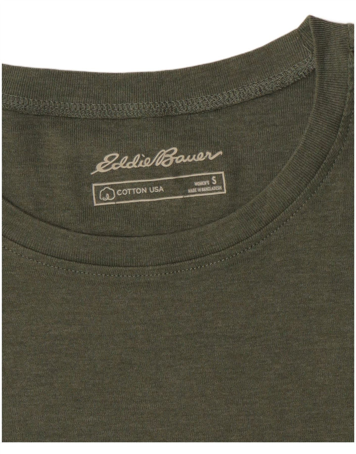 EDDIE BAUER Damen T-Shirt Top UK 10 Small Khaki Baumwolle