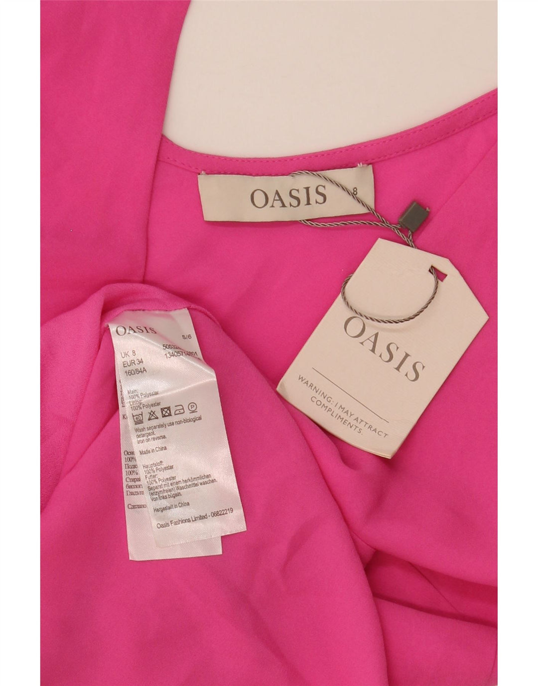 Oasis Ärmelloses Damen-Blusenoberteil UK 8 Small Rosa Polyester