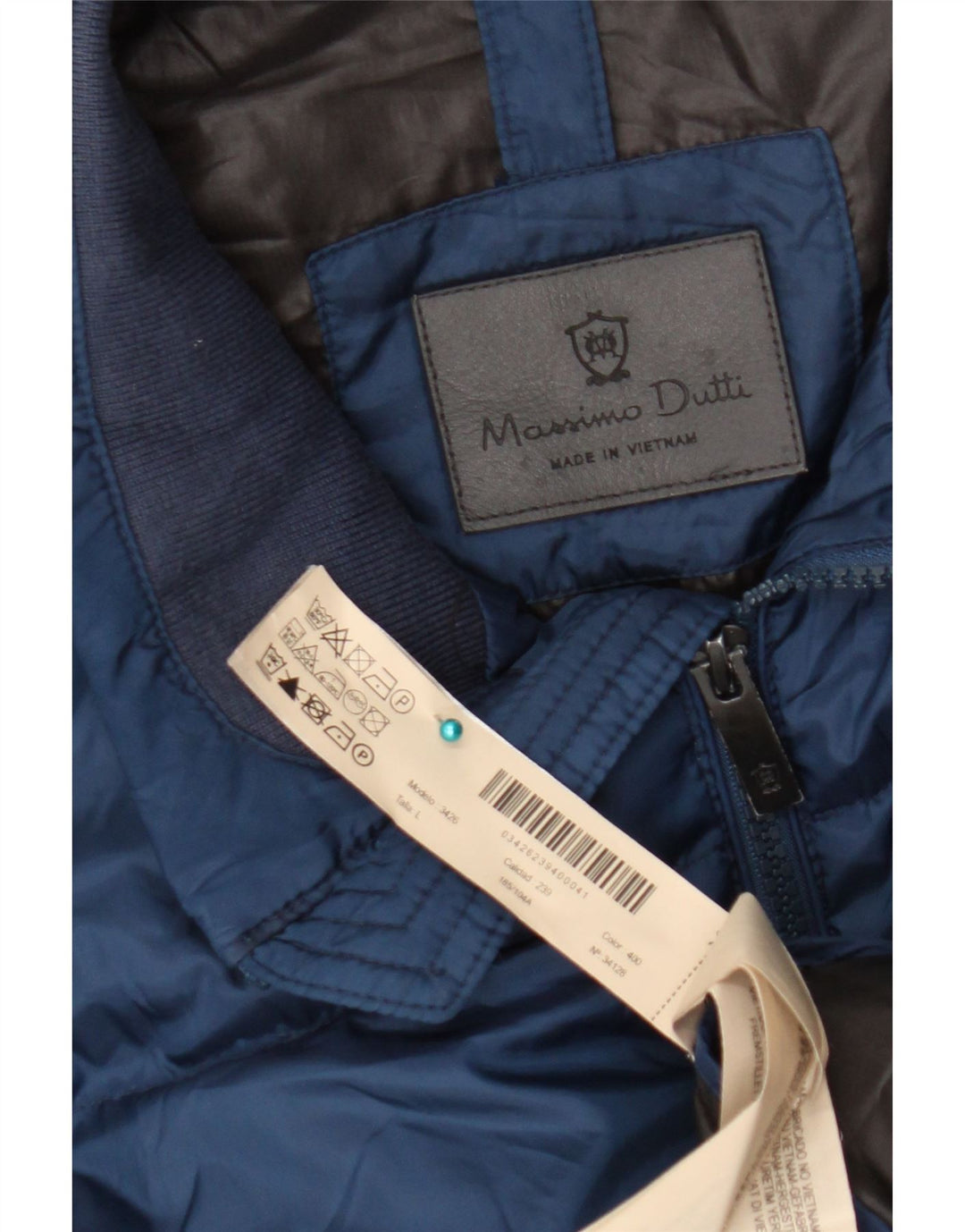 Massimo Dutti Herren Wattierte Jacke UK 40 Large Marineblau Polyester