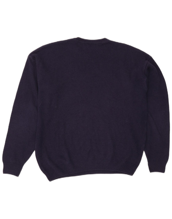 Lacoste Mens Crew Neck Jumper Sweater Size 6 XL Navy Blue Cotton