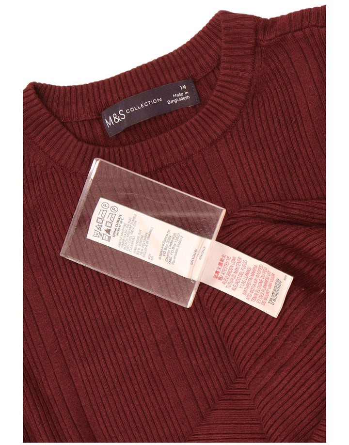 Marks & Spencer Damen-Pullover mit Rundhalsausschnitt, Gr. 14, mittlere kastanienbraune Viskose