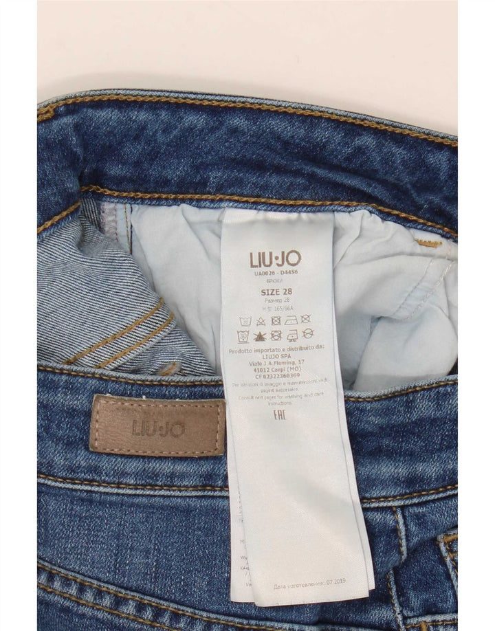 Liu Jo Damen Distressed Crop Bootcut Jeans W28 L25 Blaue Baumwolle