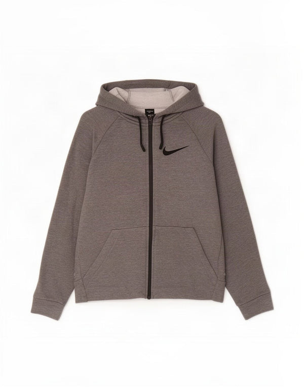 Nike Dri Fit Zip Hoodie-Pullover für Mädchen, 12–13 Jahre, groß, graues Polyester