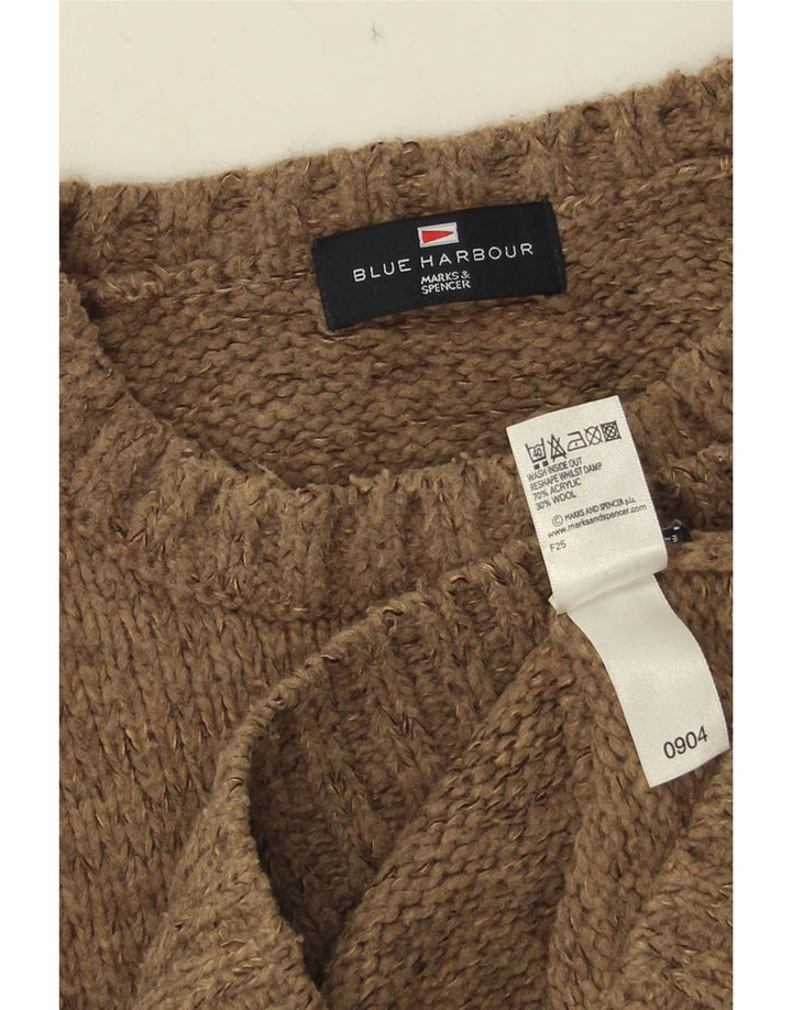 Marks & Spencer Herren Blauer Harbor-Pullover mit Rundhalsausschnitt, Größe L, Braun