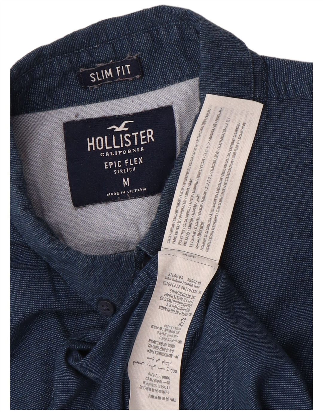 Hollister Herren-Slim-Fit-Hemd aus Baumwolle in mittlerem Marineblau
