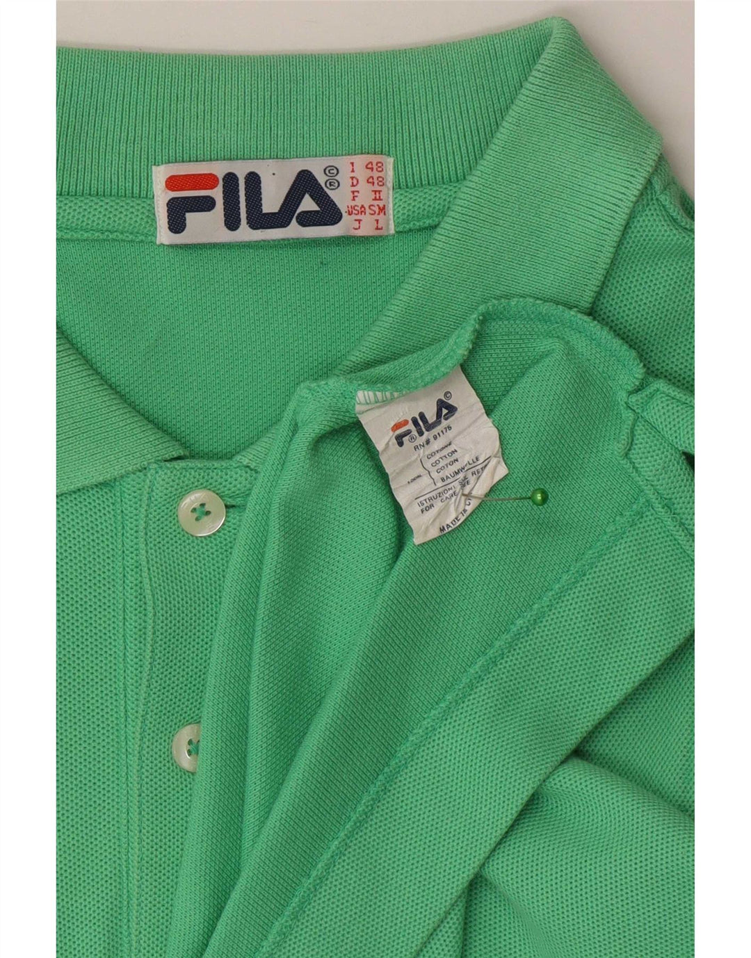 Fila Herren Poloshirt IT 48 Mittelgrüne Baumwolle