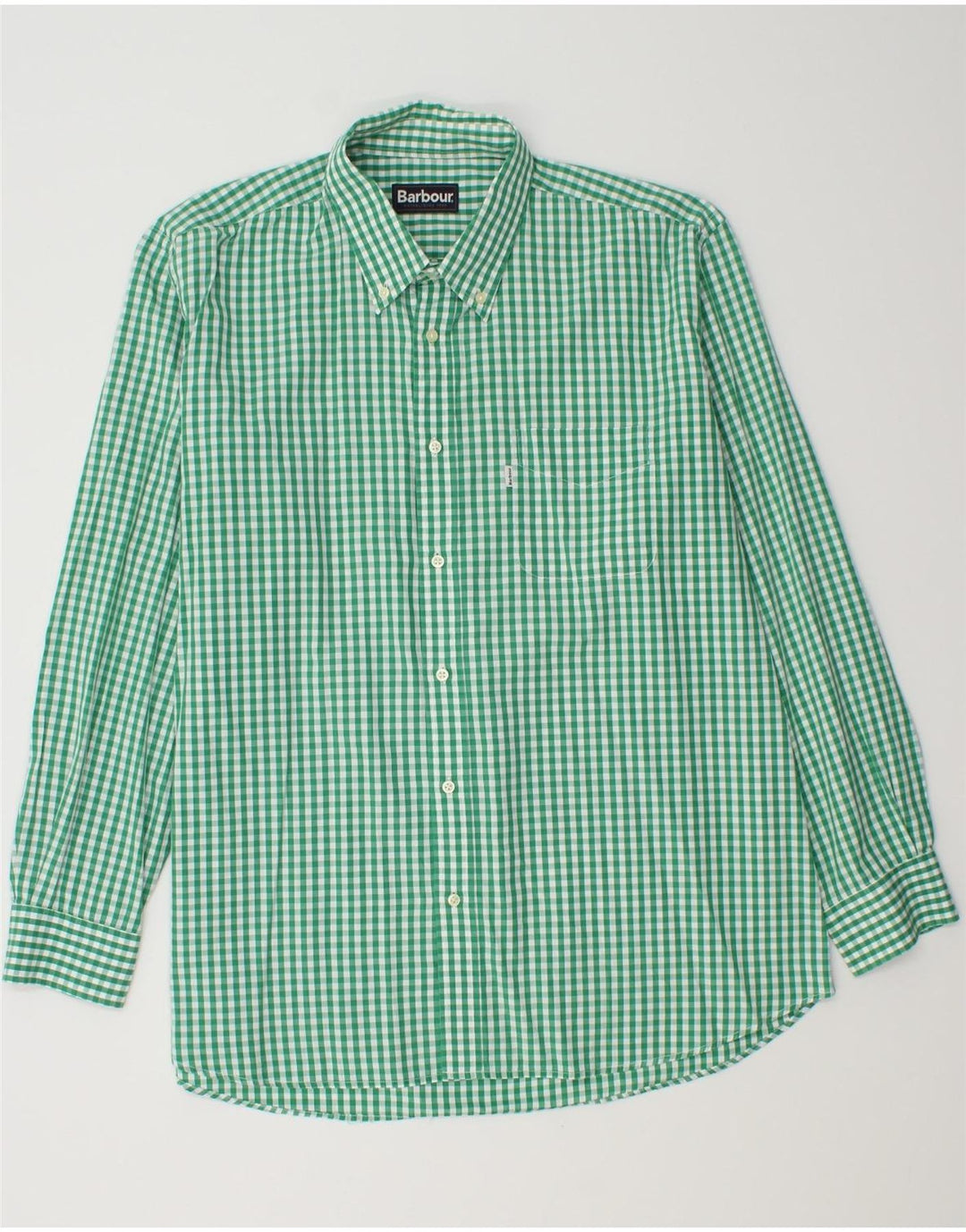 Barbour Herrenhemd, großes grünes Gingham-Muster