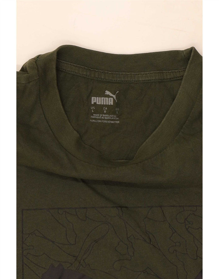 Puma Herren Grafik T-Shirt Top Large Khaki