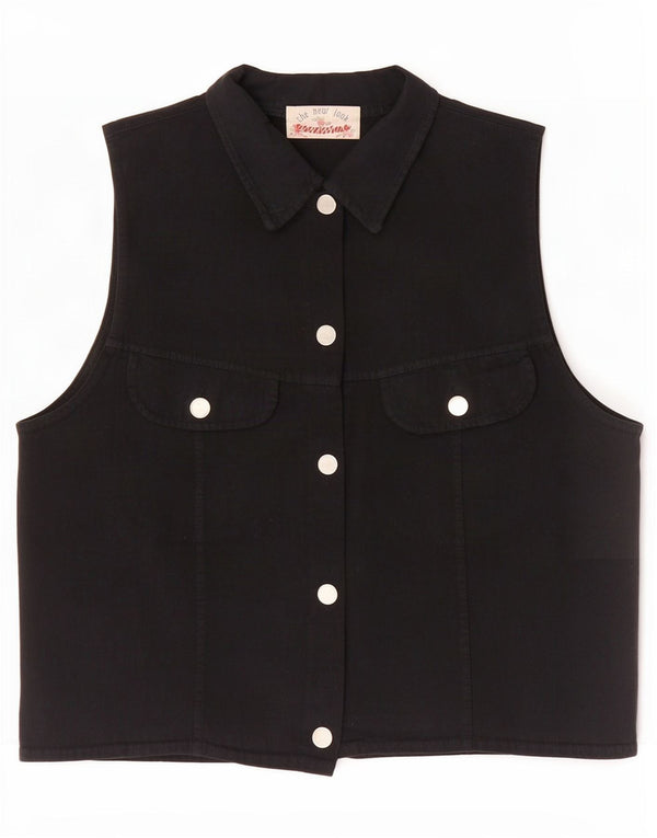NEW LOOK Damen Jeansweste UK 14 Mittelschwarze Baumwolle