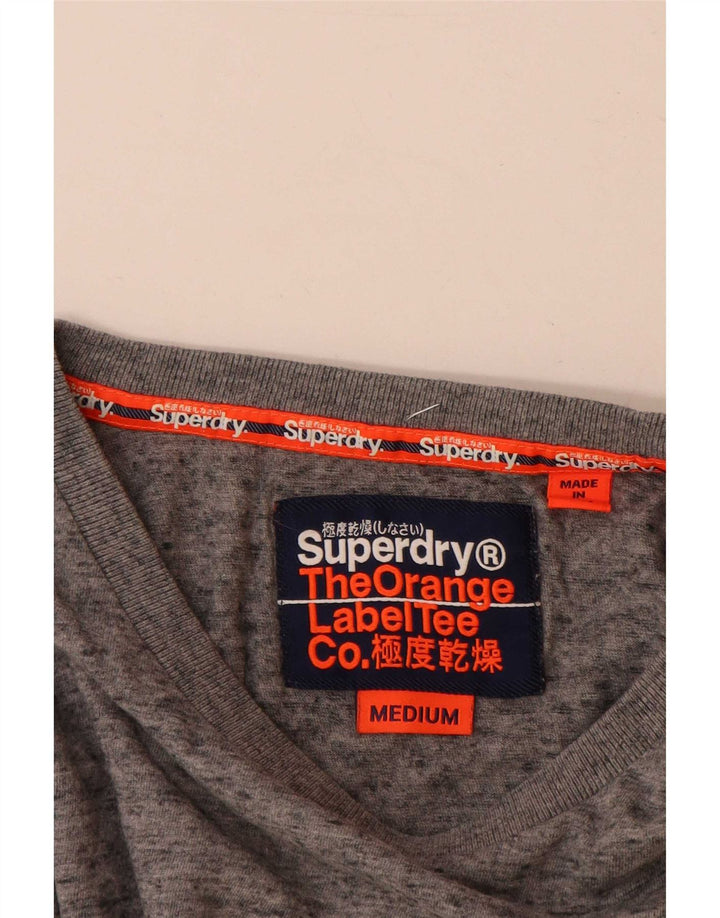 Superdry Herren T-Shirt-Oberteil aus mittelgrau gefleckter Baumwolle