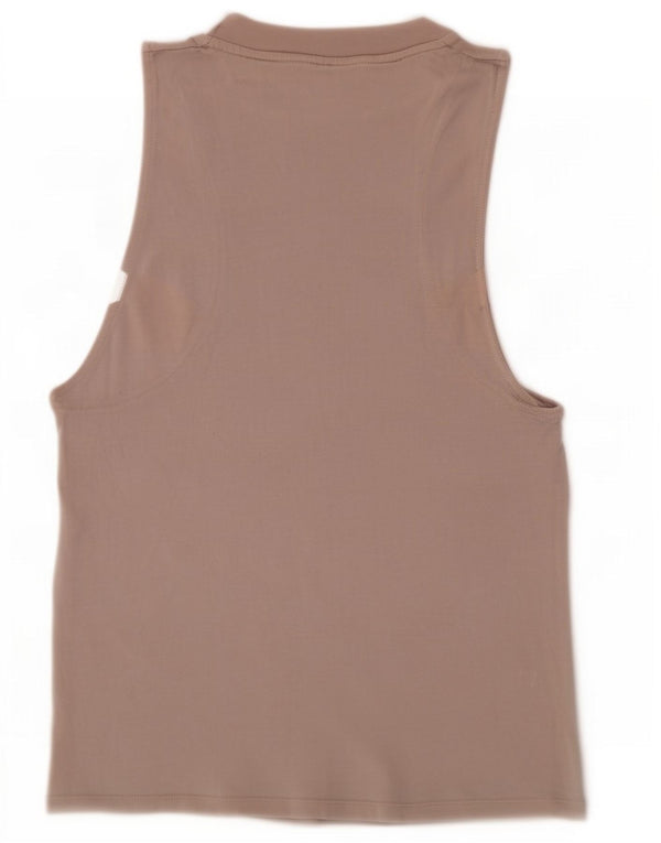 Adidas Damen Graphic Vest Top UK 6 XS Beige Baumwolle