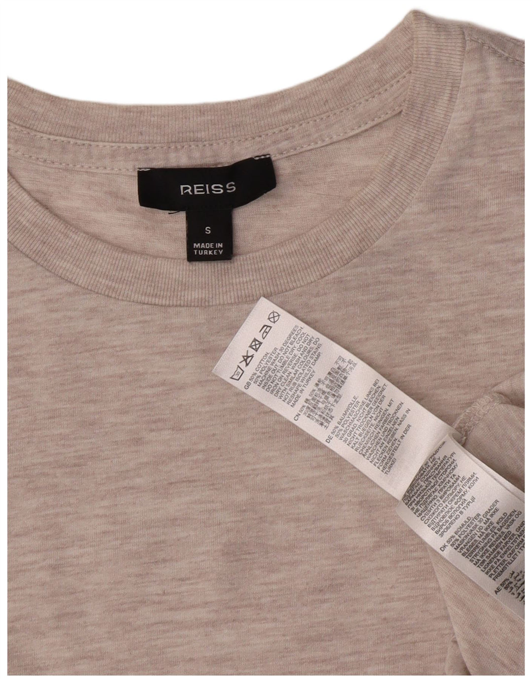 Reiss Herren T-Shirt Top Small Grau Baumwolle