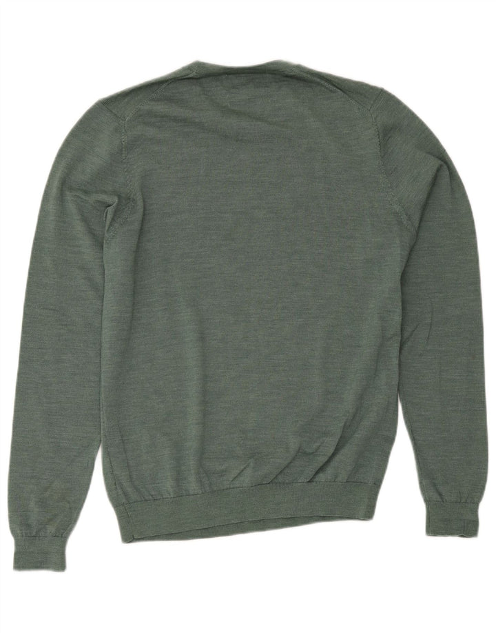 Marks & Spencer Herren-Pullover mit Rundhalsausschnitt, Mittelgrüne Merinowolle