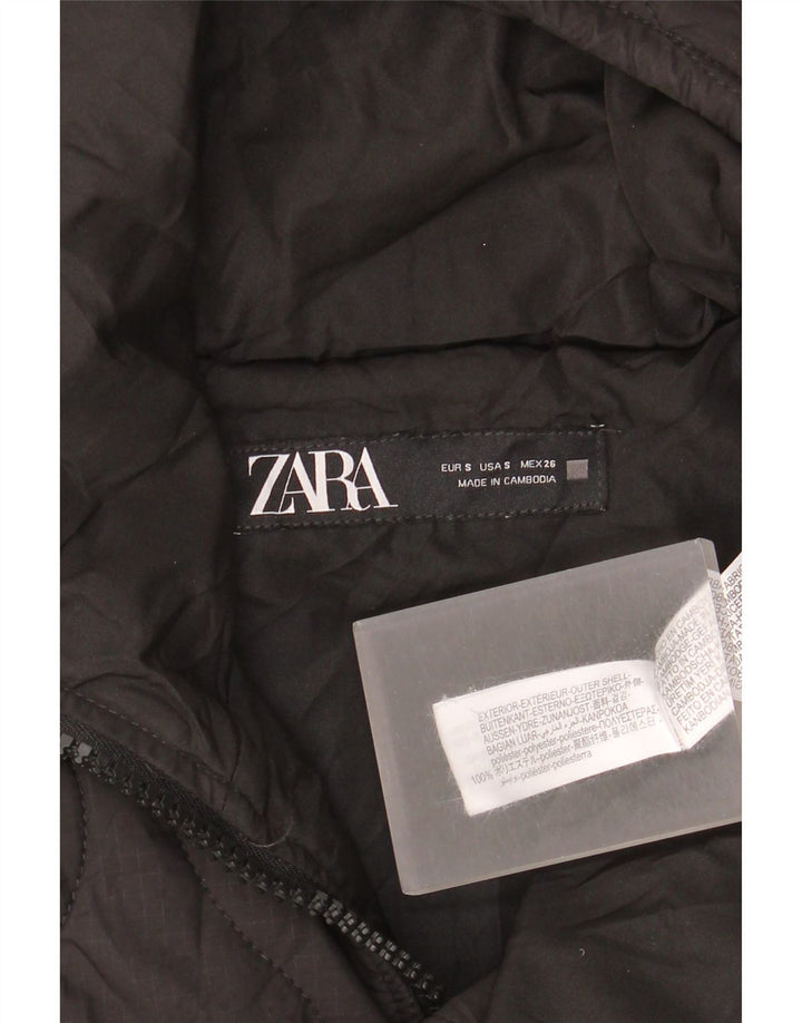 Übergroße Steppjacke mit Kapuze von Zara für Damen, Gr. 10, Größe S, Schwarz, Polyester