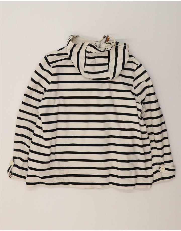 Joules Womens Hooded Oversized Waterproof Jacket UK 18 XL Weiß gestreift