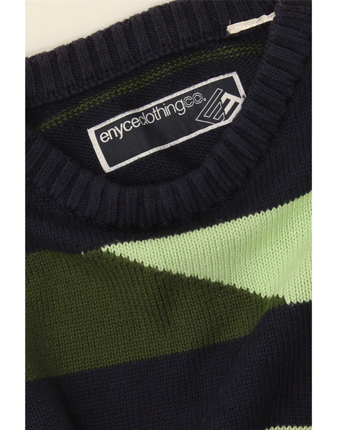 Vintage Herren Pullover mit Rundhalsausschnitt, groß, marineblau gestreift