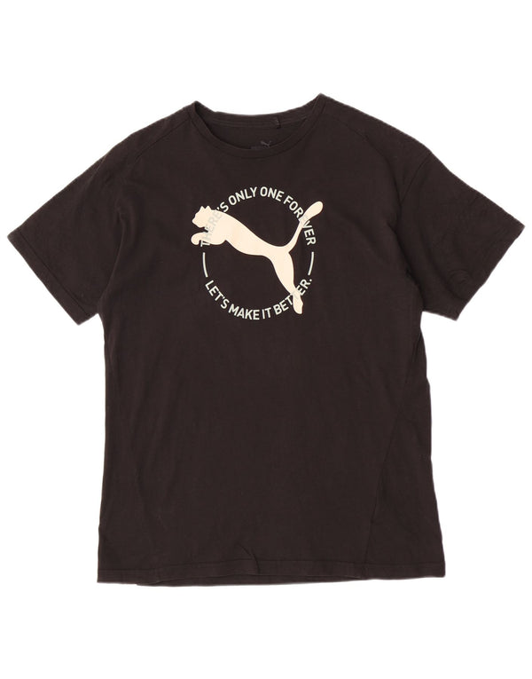 Puma Jungen T-Shirt mit Grafik, 13–14 Jahre, schwarze Baumwolle