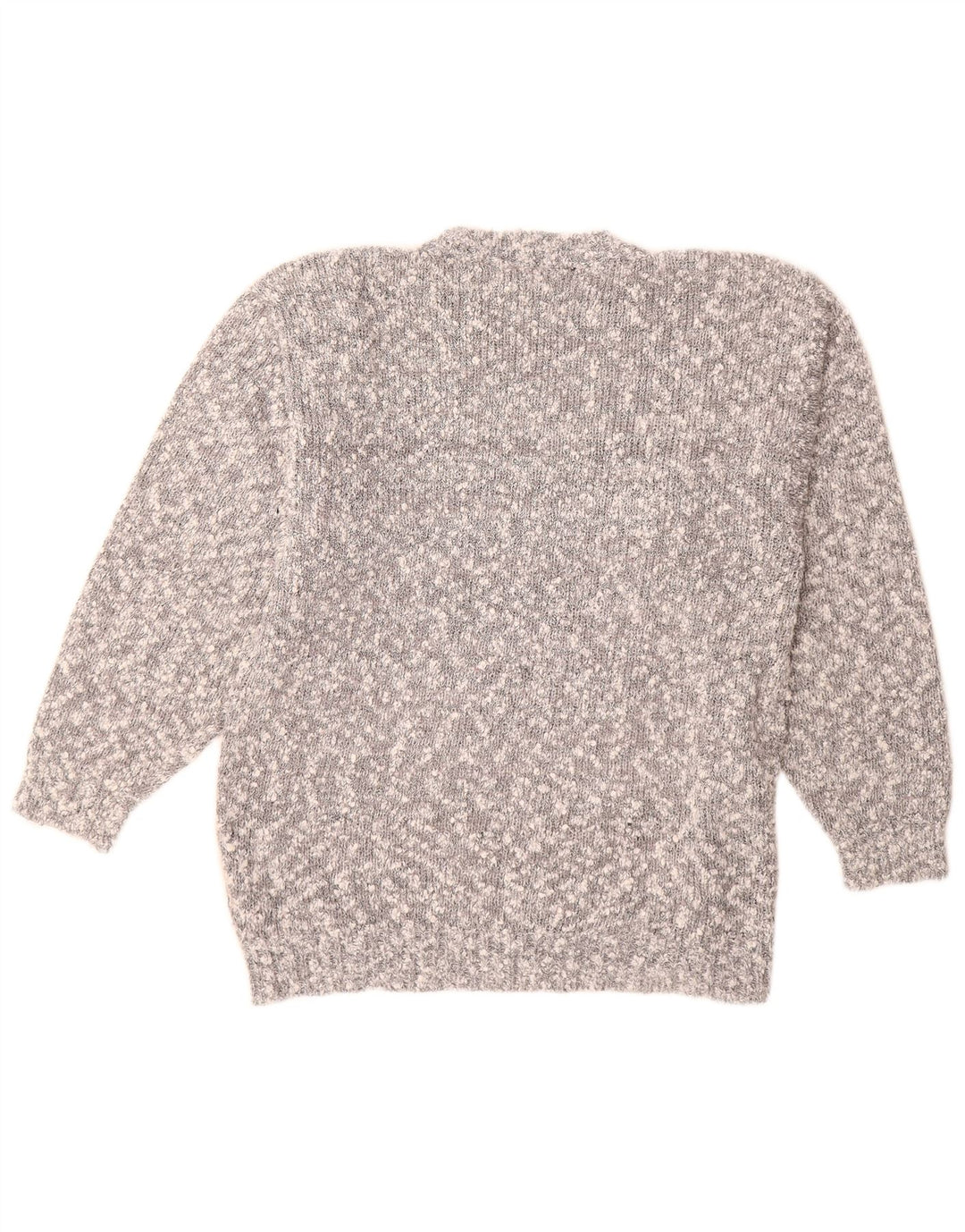 VINTAGE Damen Pullover mit Rundhalsausschnitt, UK 14, Mittelgrau, Farbblock