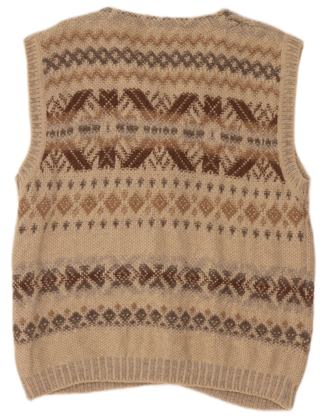 Ärmelloser Herren-Cardigan von Seventy, groß, beige, geometrische Wolle