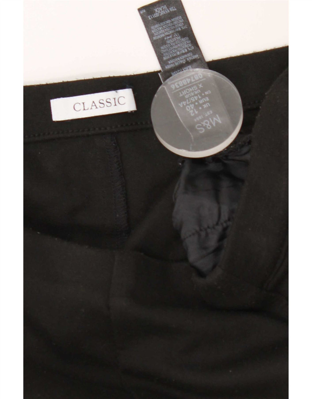 Marks & Spencer Damen gerade geschnittene Hose UK 12 Medium W30 L24 Schwarz