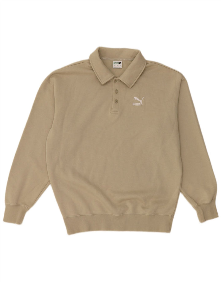 Puma Herren-Sweatshirt mit Polokragen, Größe S, grüne Baumwolle