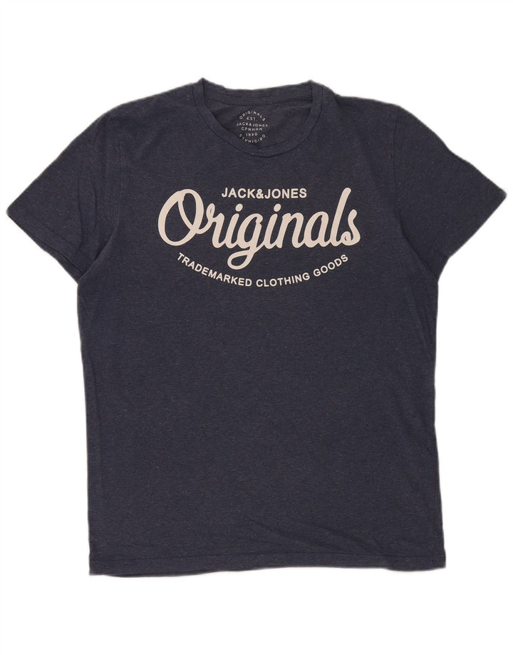 Jack & Jones Herren-T-Shirt mit Grafik, mittlere Marineblau-Baumwolle