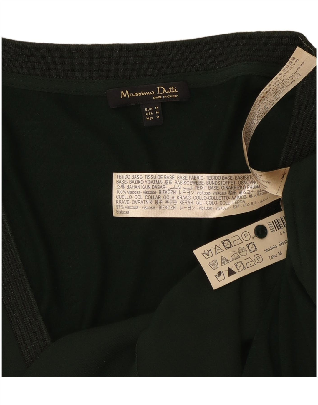 Massimo Dutti Damen Langarm-Blusenoberteil UK 14 Mittelgrüne Viskose