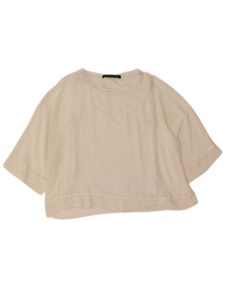 Zara Damen-Blusenoberteil in Übergröße, Größe UK 14, Mittelweiß, Polyester