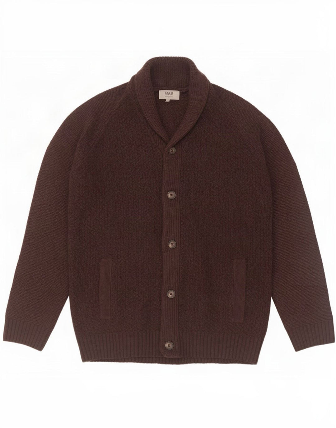 Marks & Spencer Herren-Strickjacke, groß, braun, Acryl
