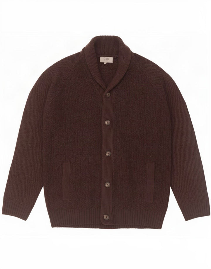 Marks & Spencer Herren-Strickjacke, groß, braun, Acryl