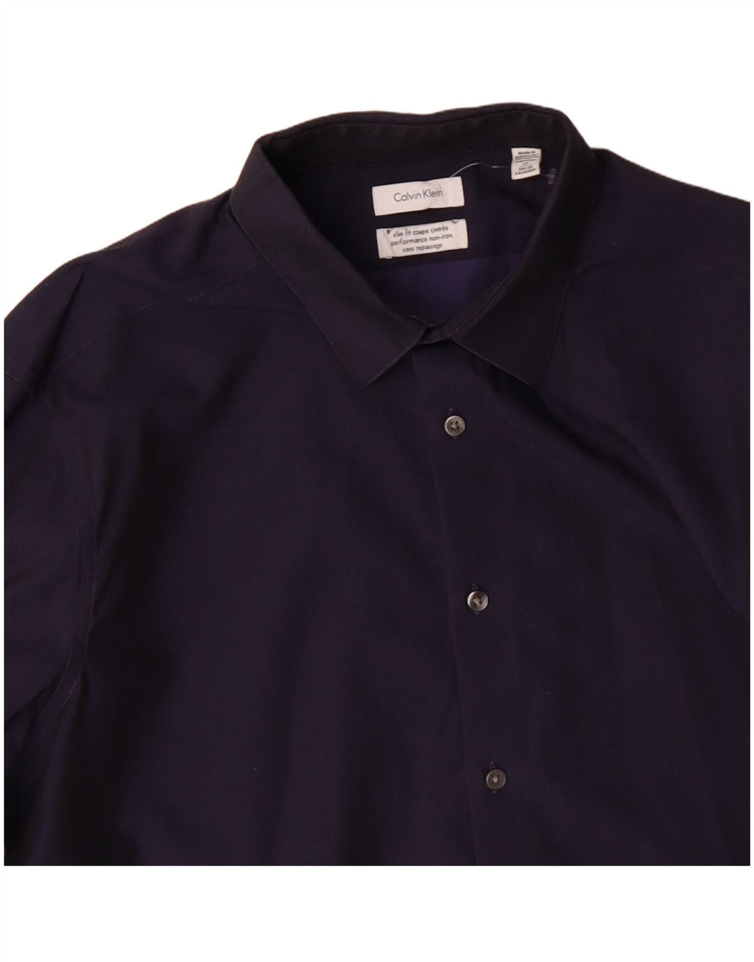 CALVIN KLEIN JEANS Herren Slim Fit Hemd Größe 17 XL Marineblaue Baumwolle