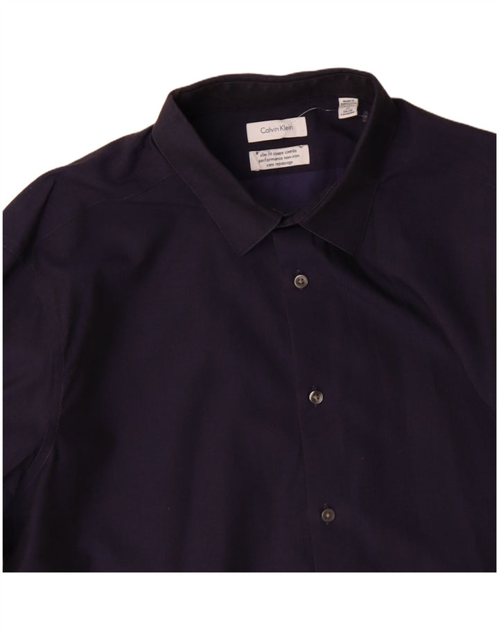 CALVIN KLEIN JEANS Herren Slim Fit Hemd Größe 17 XL Marineblaue Baumwolle
