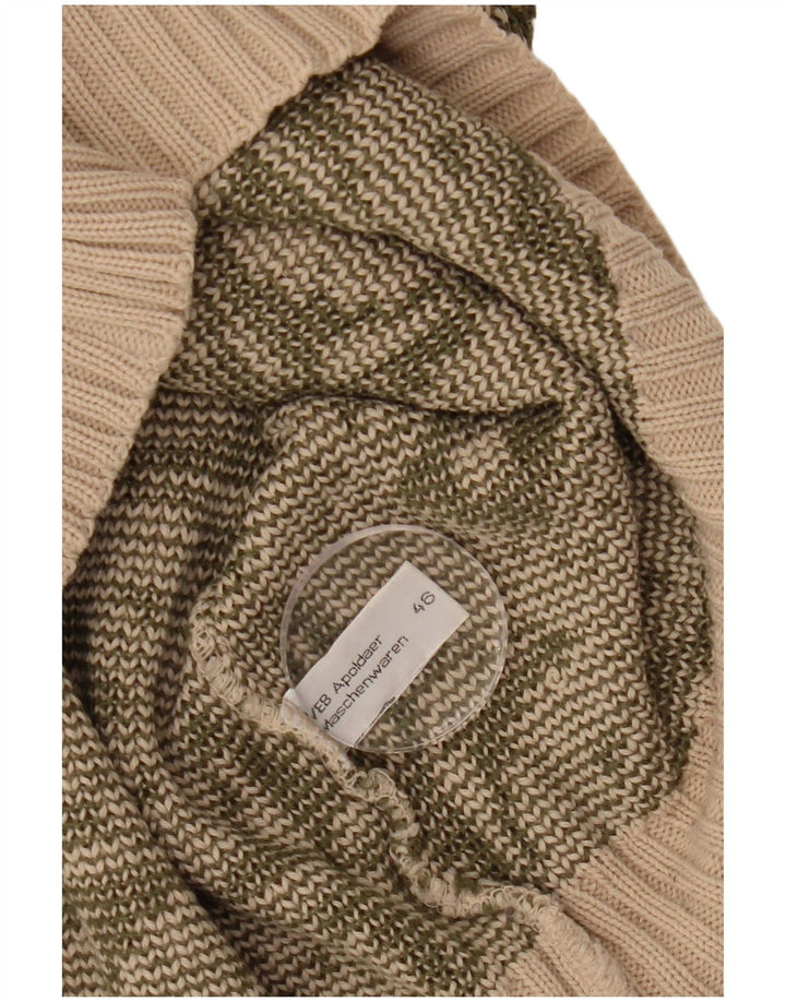 VINTAGE Damen-Pullover mit U-Boot-Ausschnitt, Größe 46, groß, beige, geometrisch