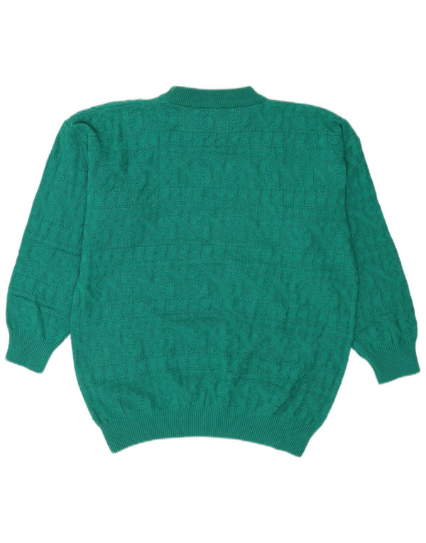 Vintage Damen Rollkragenpullover Pullover UK 14 Mittelgrün Geometrisch