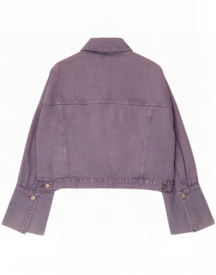 Zara Damen Übergroße Jeansjacke UK 14 Mittellila Baumwolle