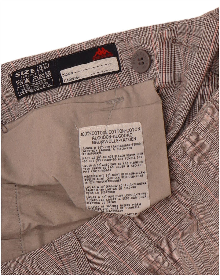 Kappa Herren Perfect Fit Cargo Shorts IT 46 Small W32 Grau karierte Baumwolle