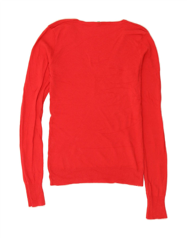 BENETTON Womens V-Neck Jumper Sweater UK 8 Small Red Vintage Benetton and Second-Hand Benetton from Messina Hembry 