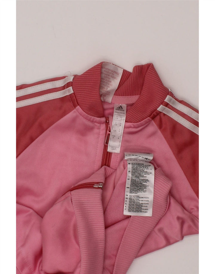 Adidas Mädchen-Trainingsanzug-Top-Jacke, 2–3 Jahre, rosafarbenes Colourblock-Polyester