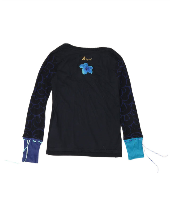 Desigual Womens Graphic Top Langarm UK 12 Mittel Marineblau Schmetterling