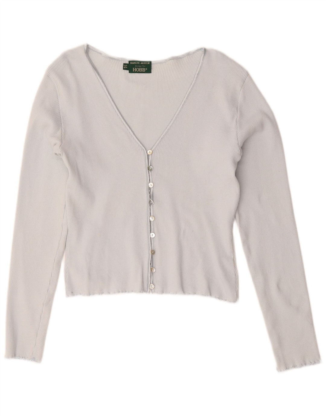 Hobbs Damen Crop Cardigan Top UK 14 Mittelblaue Baumwolle