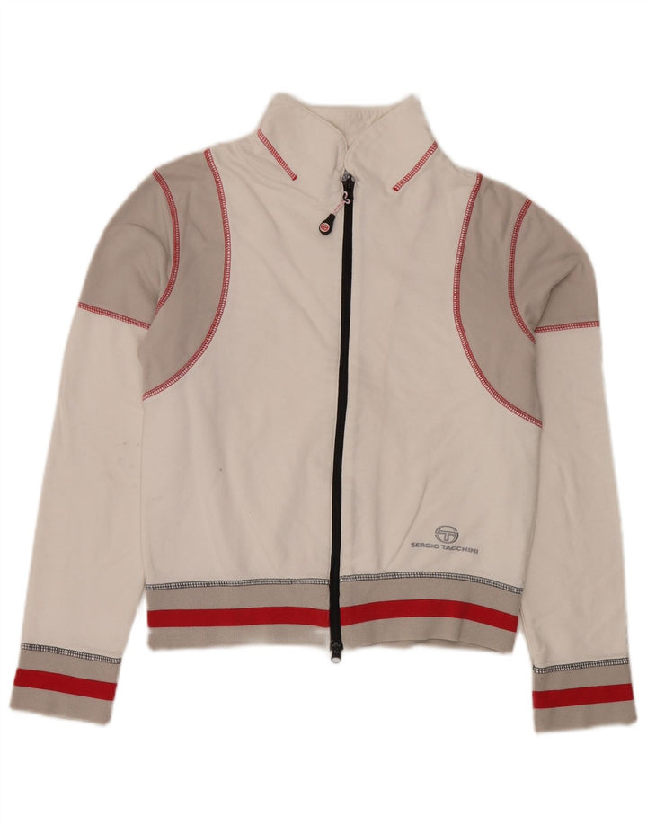 Sergio Tacchini Damen-Trainingsanzug-Oberteiljacke IT 44 Mittelweiß Farbblock