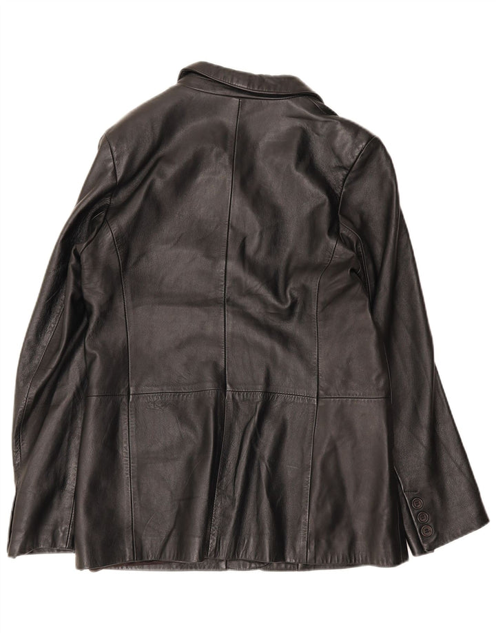 Conbipel Damen-Blazerjacke aus Leder mit 4 Knöpfen IT 48 XL Schwarz
