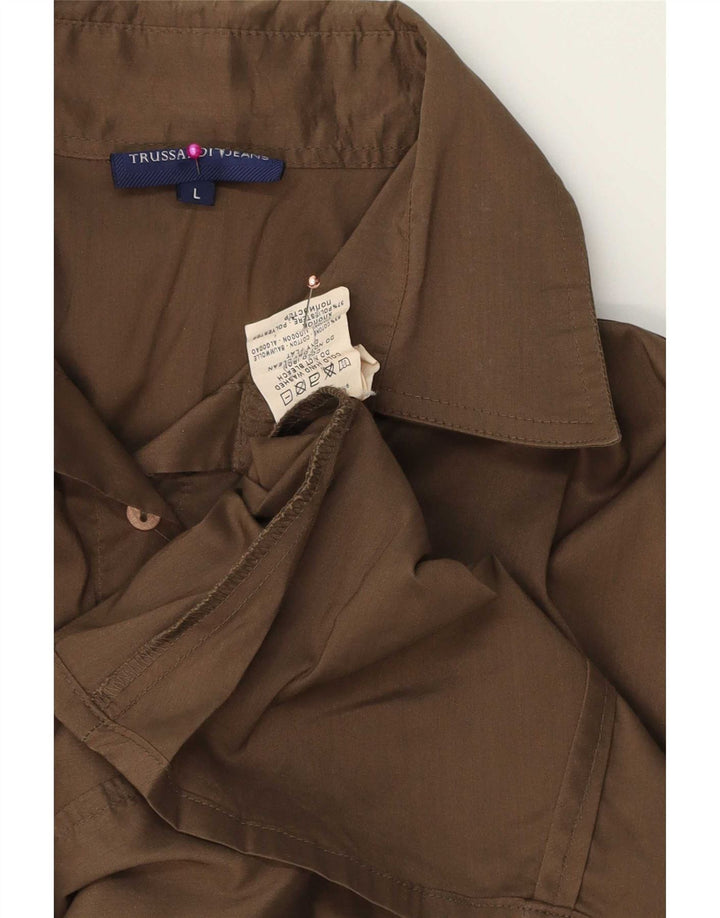 Trussardi Jeans Damen-Hemd, groß, aus brauner Baumwolle