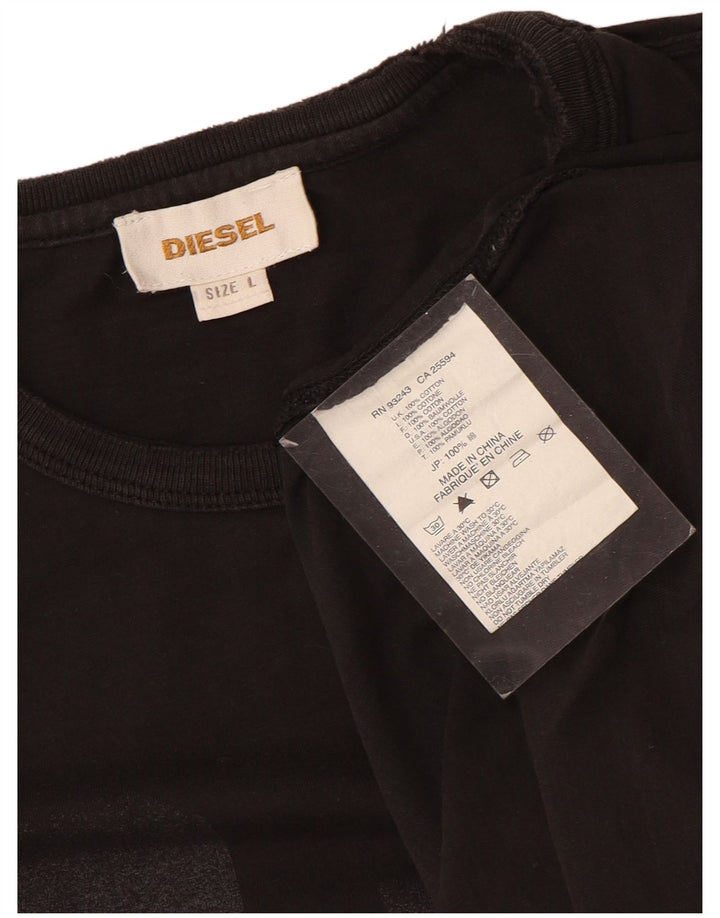 Diesel Herren-T-Shirt mit Grafik, groß, aus schwarzer Baumwolle