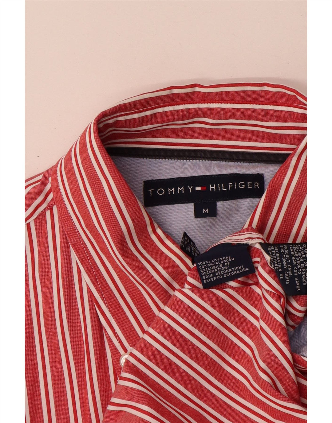 Tommy Hilfiger Herrenhemd aus mittelroter, gestreifter Baumwolle