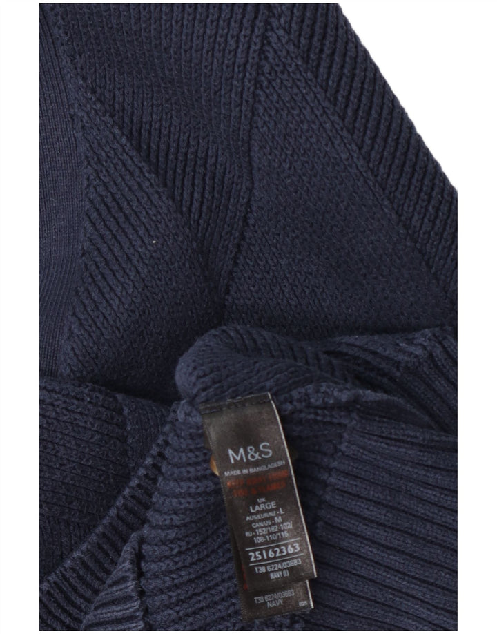 Marks & Spencer Damen-Cardigan-Pullover UK 16 Große marineblaue Baumwolle