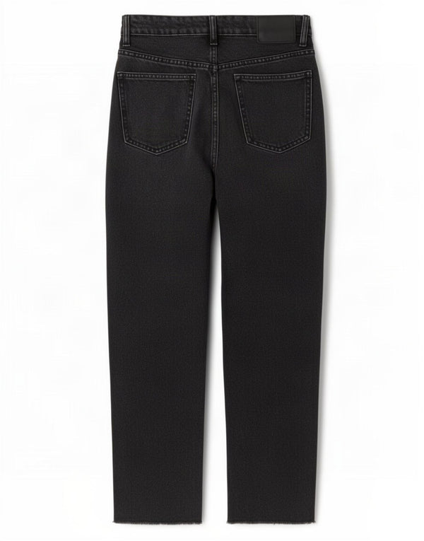 Zara Damen-Jeans mit hoher Taille, lockere Passform, EU 38, Größe S, W28, L26, schwarze Baumwolle